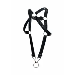 MOB Eroticwear Harnais Cross Cockring Dngeon Noir